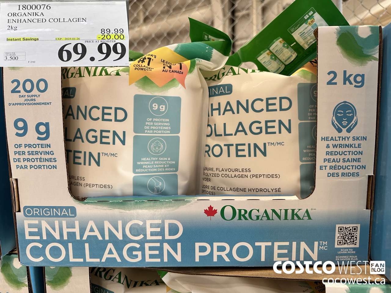 1800076 ORGANIKA ENHANCED COLLAGEN 2KG ($20.00 INSTANT SAVINGS EXPIRES ON 2025-01-26) $69.99