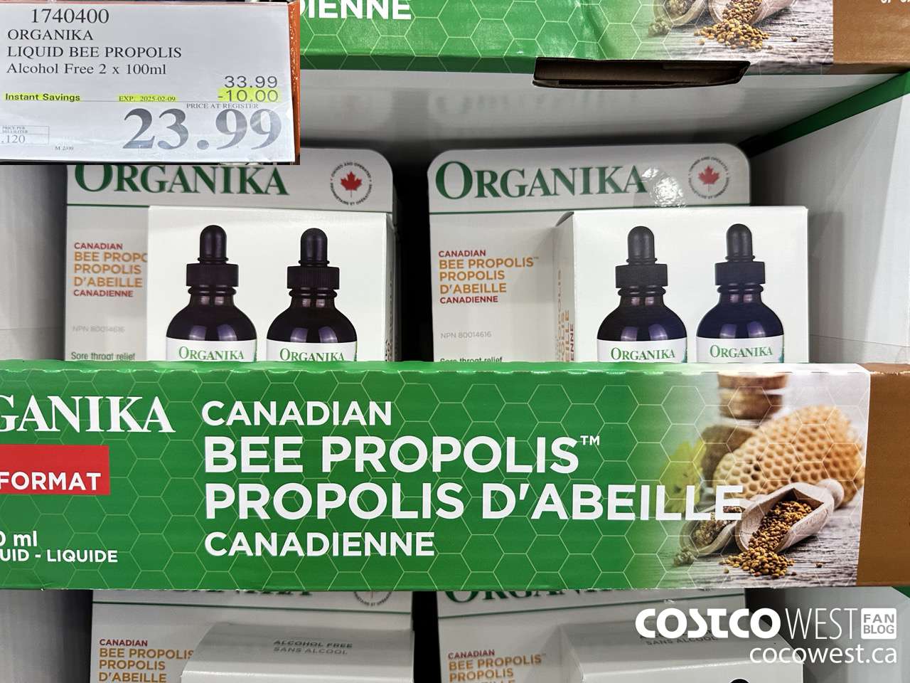 1740400 ORGANIKA LIQUID BEE PROPOLIS ALCOHOL FREE 2 X 100ML ($10.00 INSTANT SAVINGS EXPIRES ON 2025-02-09) $23.99