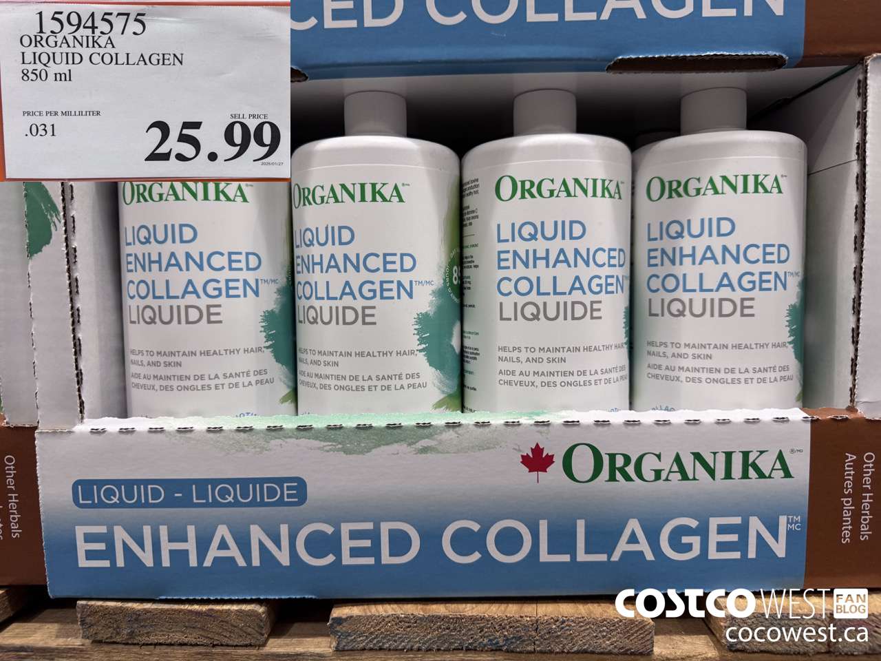 1594575 ORGANIKA LIQUID COLLAGEN 850 ML $25.99