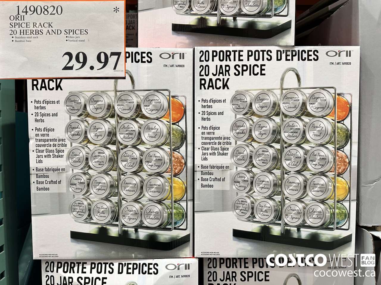 1490820 ORII SPICE RACK 20 HERBS / SPICES $29.97