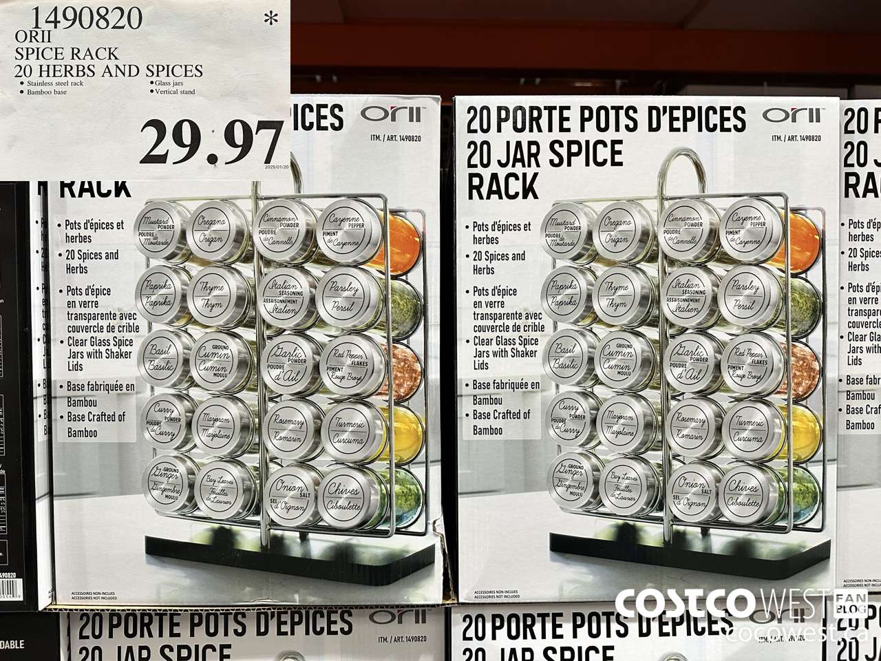 1490820 ORII SPICE RACK 20 HERBS / SPICES $29.97