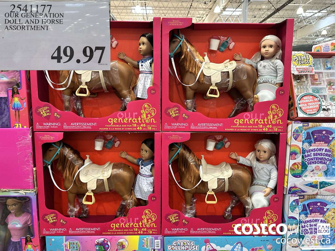 2541177 OUR GENERATION DOLL AND HORSE ASSORTMENT $49.97