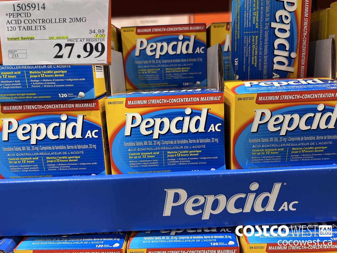 1505914 PEPCID ACID CONTROLLER 20MG 120 TABLETS ($7.00 INSTANT SAVINGS EXPIRES ON 2025-01-19) $27.99