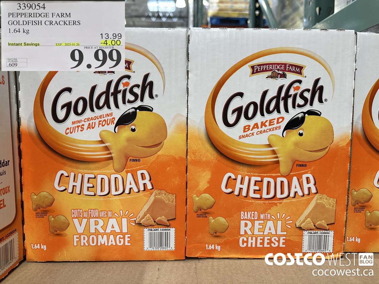 339054 PEPPERIDGE FARM GOLDFISH CRACKERS 1.64 kg ($4.00 INSTANT SAVINGS EXPIRES ON 2025-01-26) $9.99