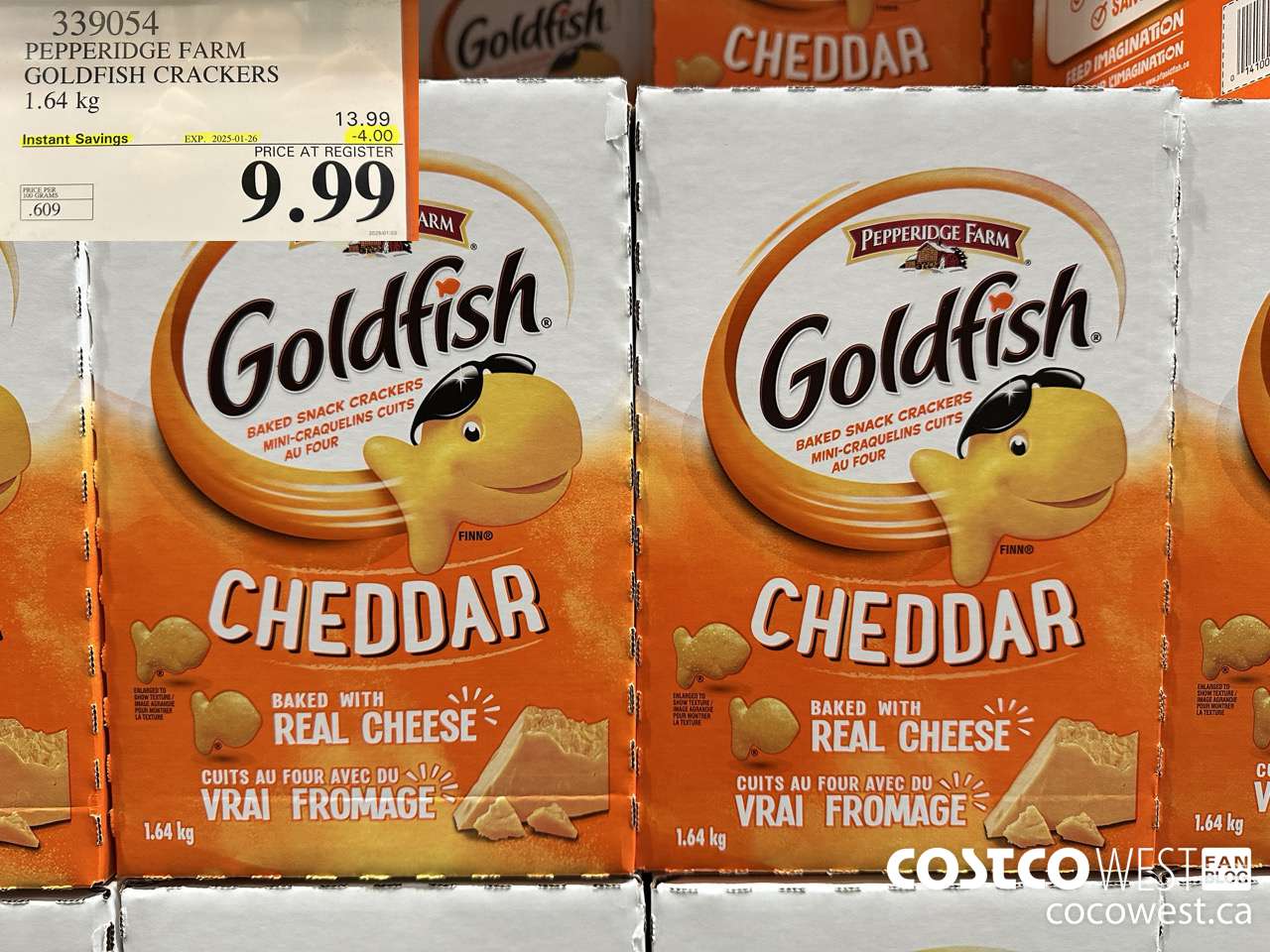 339054 PEPPERIDGE FARM GOLDFISH CRACKERS 1.64 kg ($4.00 INSTANT SAVINGS EXPIRES ON 2025-01-26) $9.99