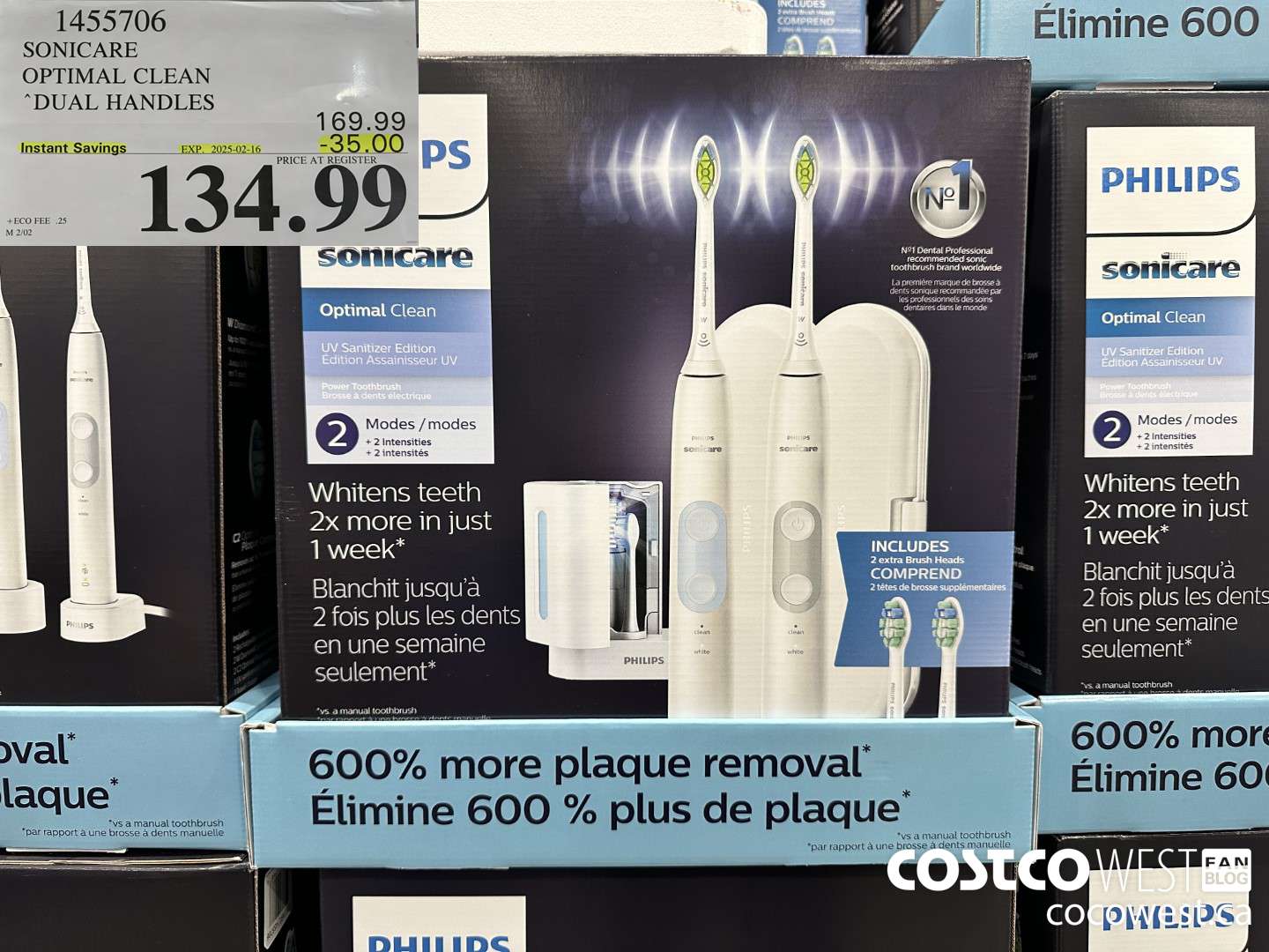 1455706 PHILIPS/SONICARE OPTIMAL CLEAN DUAL HANDLES ($35.00 INSTANT SAVINGS EXPIRES ON 2025-02-16) $134.99