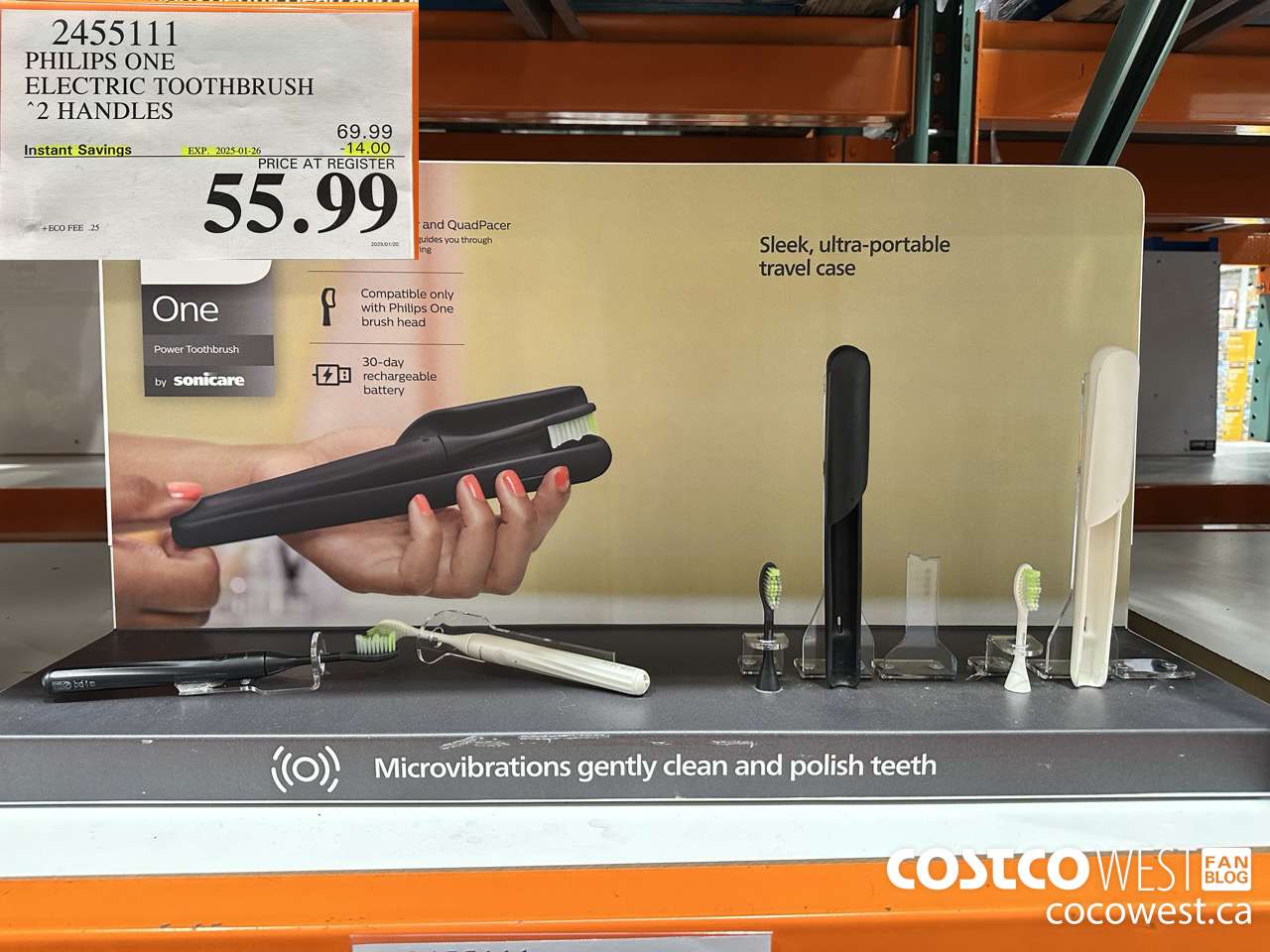 2455111 PHILIPS ONE ELECTRIC TOOTHBRUSH 2 HANDLES ($14.00 INSTANT SAVINGS EXPIRES ON 2025-01-26) $55.99