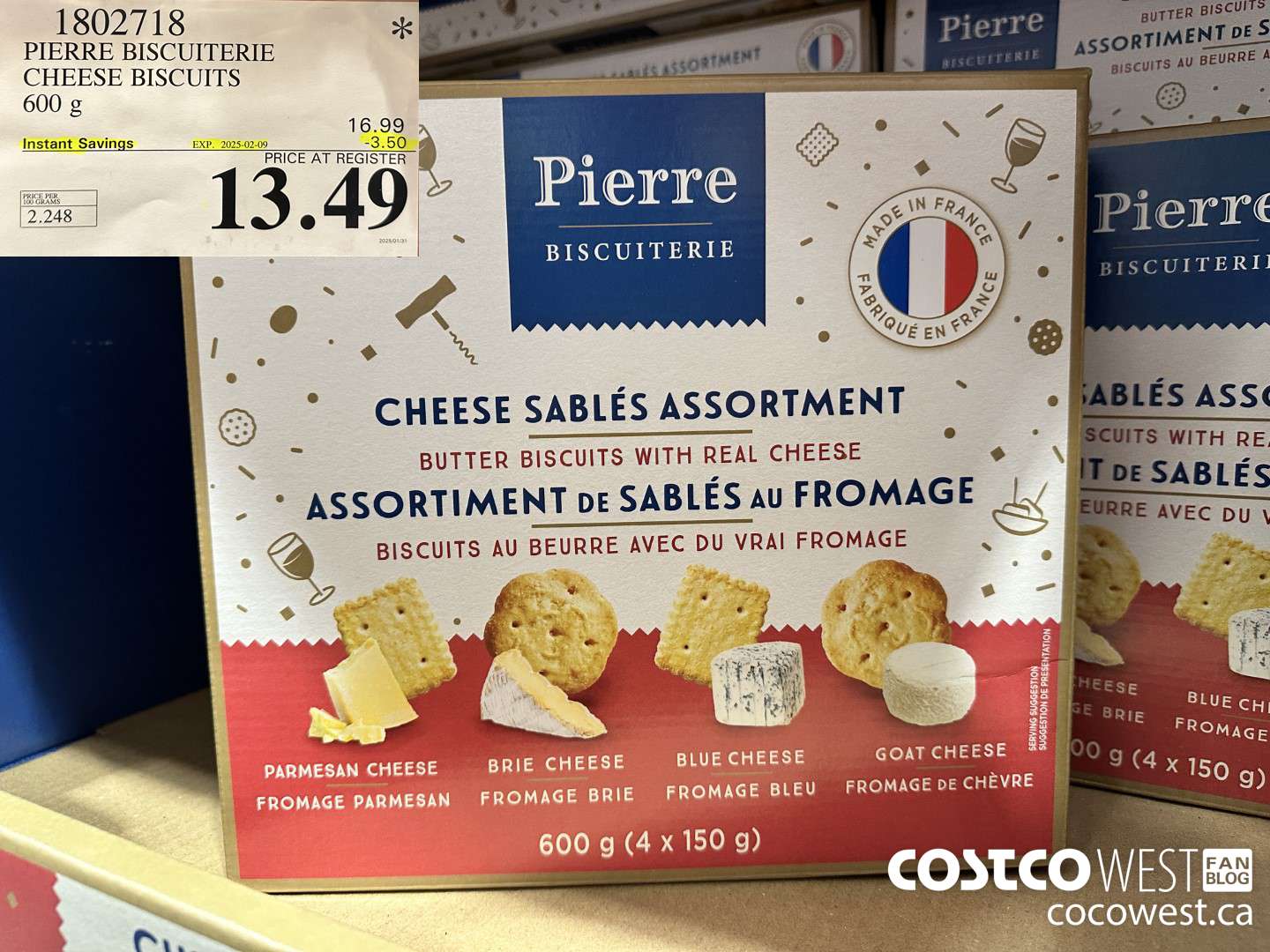 1802718 PIERRE BISCUITERIE CHEESE SABLES ASSORT 600G ($3.50 INSTANT SAVINGS EXPIRES ON 2025-02-09) $13.49