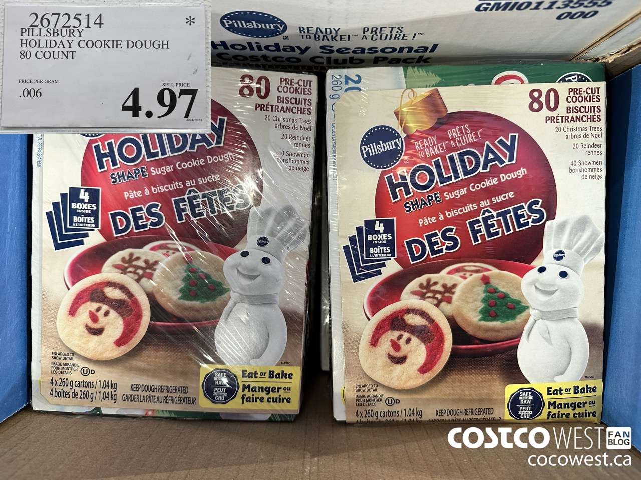 2672514 PILLSBURY HOLIDAY COOKIE DOUGH 80 COUNT $4.97