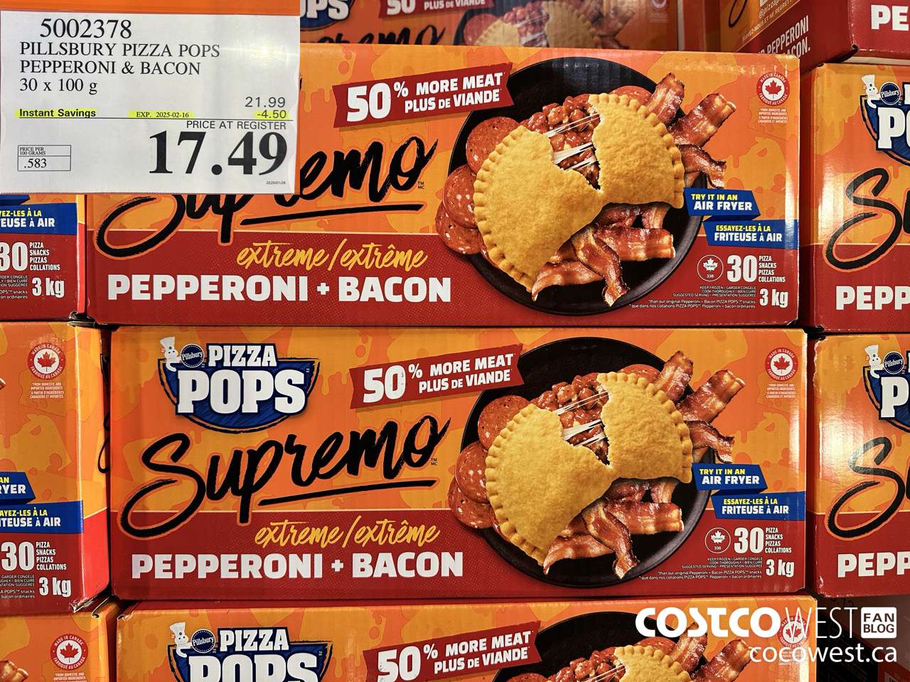 5002378 PILLSBURY PIZZA POPS PEPPERONI & BACON 30 x 100 g ($4.50 INSTANT SAVINGS EXPIRES ON 2025-02-16) $17.99