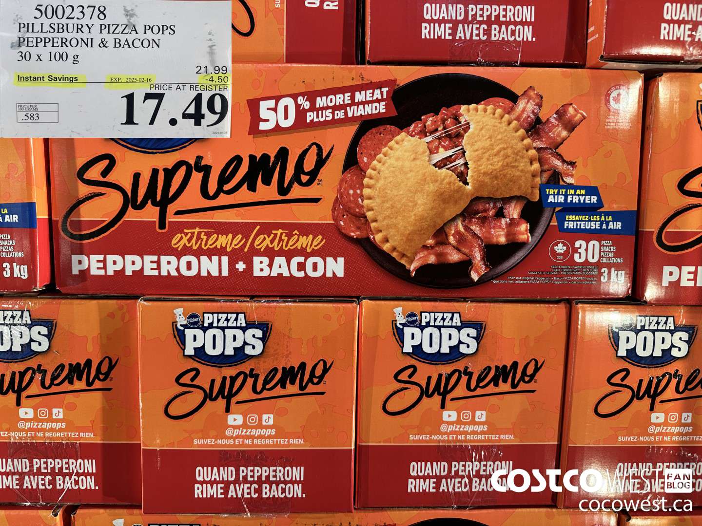 5002378 PILLSBURY PIZZA POPS PEPPERONI & BACON 30 x 100 g ($4.50 INSTANT SAVINGS EXPIRES ON 2025-02-16) $17.99