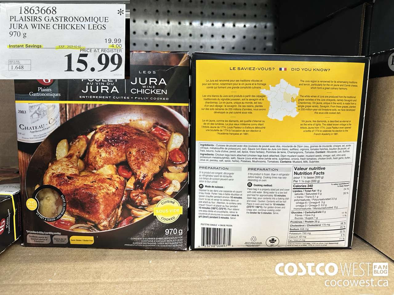 1863668 PLAISIRS GASTRONOMIQUE JURA WINE CHICKEN LEGS 970G ($4.00 INSTANT SAVINGS EXPIRES ON 2025-02-02) $15.99