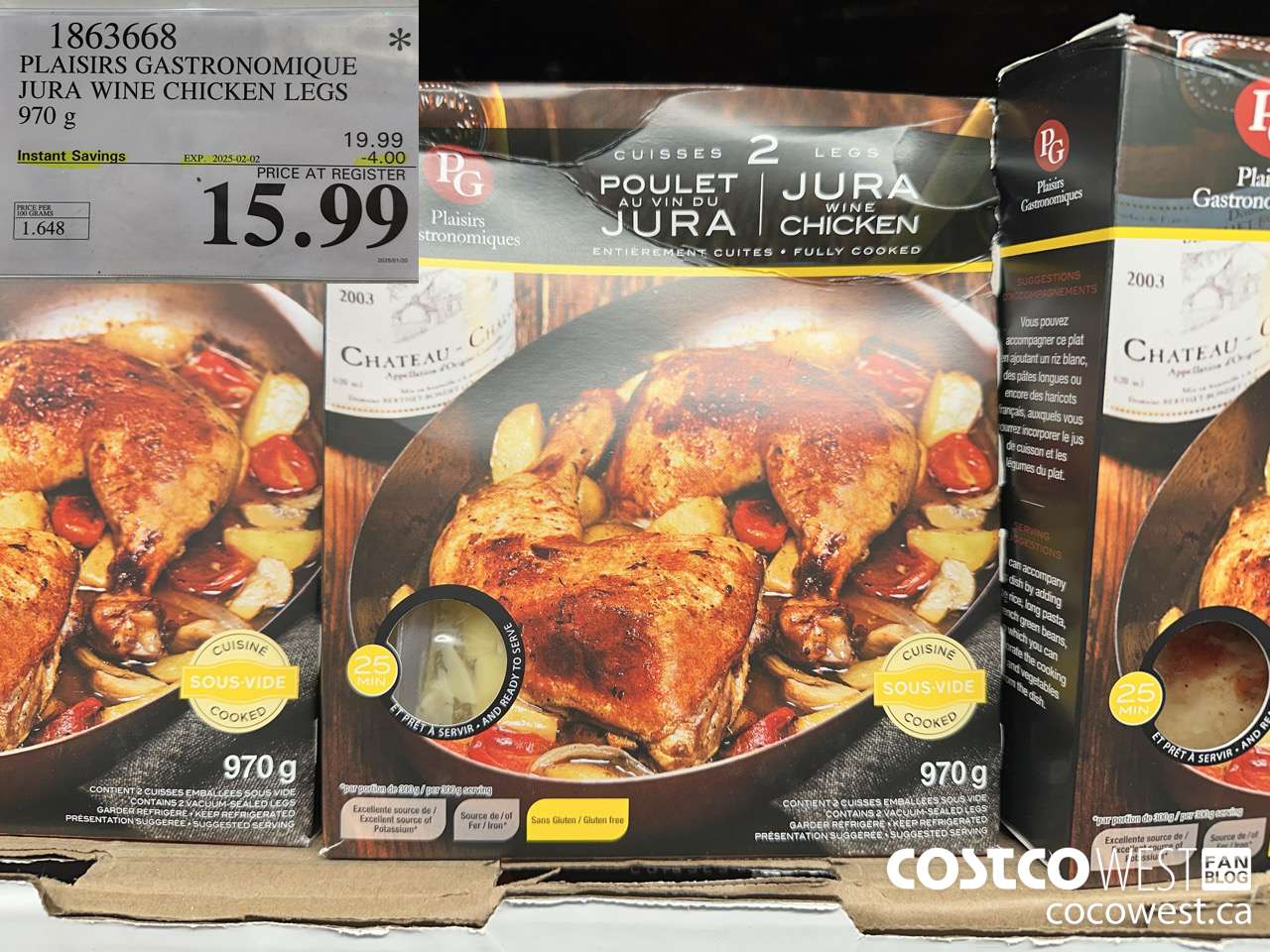 1863668 PLAISIRS GASTRONOMIQUE JURA WINE CHICKEN LEGS 970G ($4.00 INSTANT SAVINGS EXPIRES ON 2025-02-02) $15.99