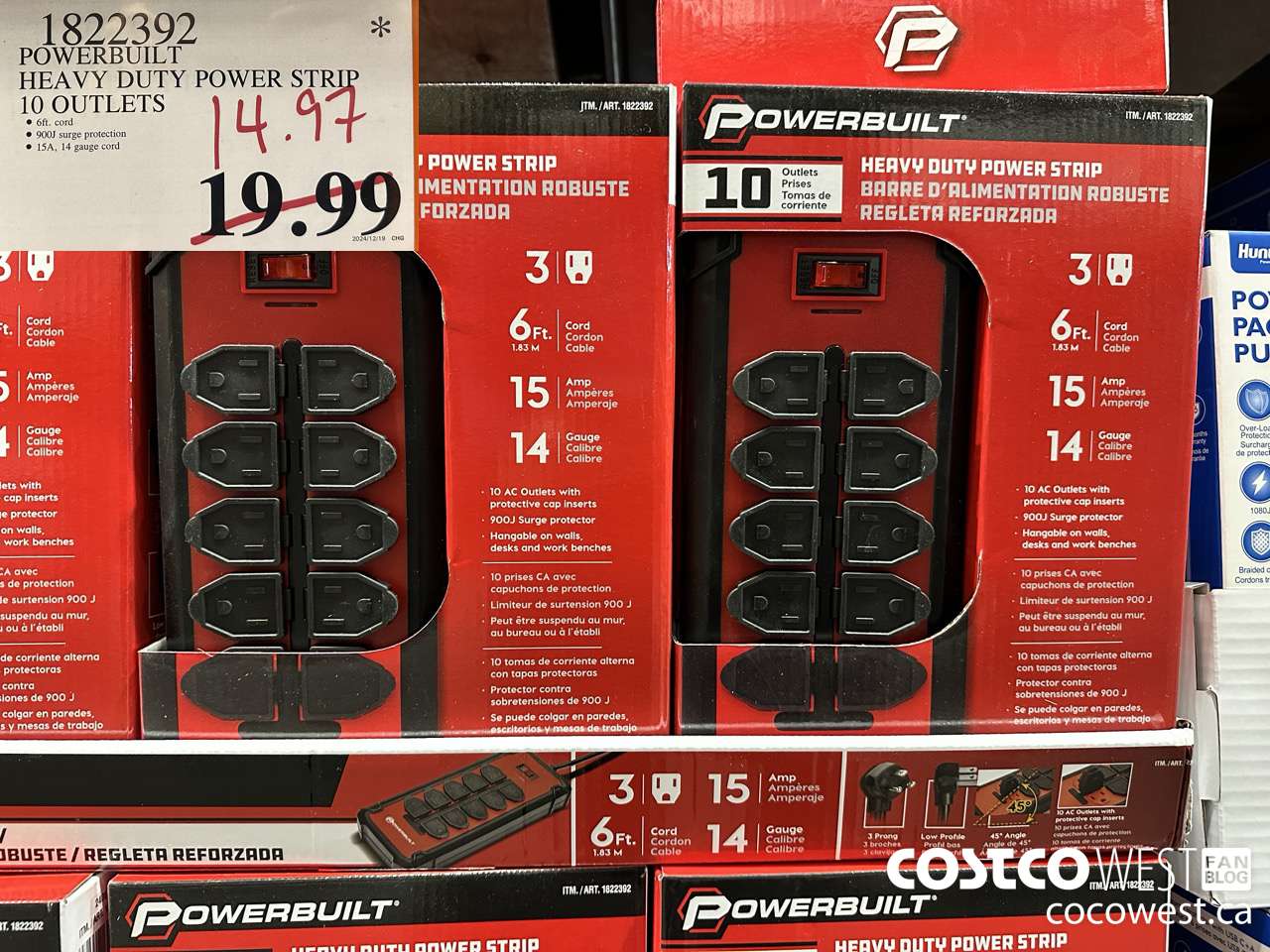 1822392 POWERBUILT HEAVY DUTY POWER STRIP 10 OUTLETS $14.97