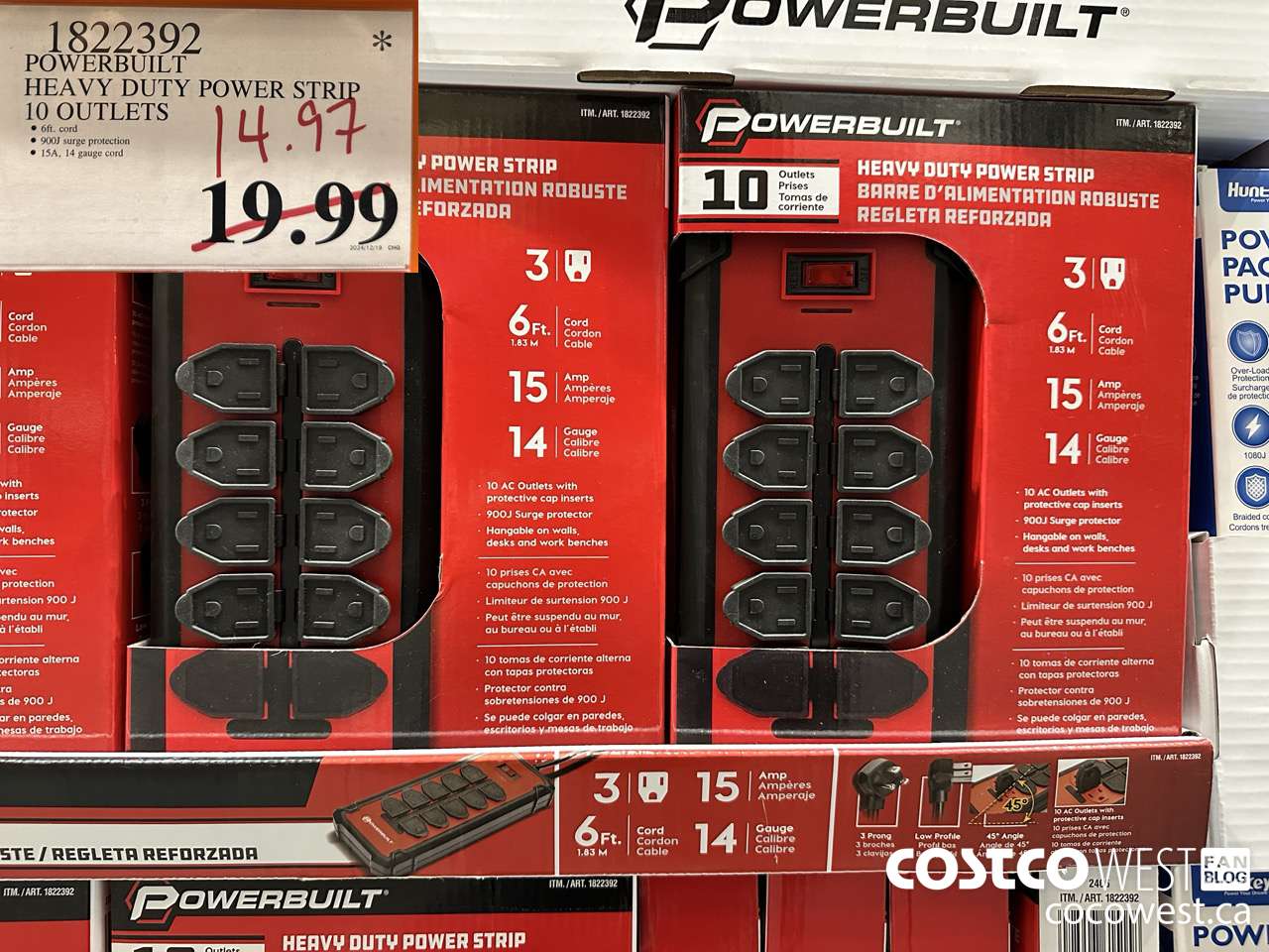 1822392 POWERBUILT HEAVY DUTY POWER STRIP 10 OUTLETS $14.97