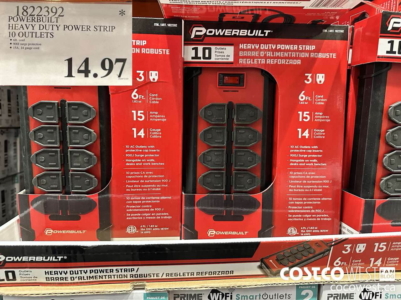 1822392 POWERBUILT HEAVY DUTY POWER STRIP 10 OUTLETS $14.97