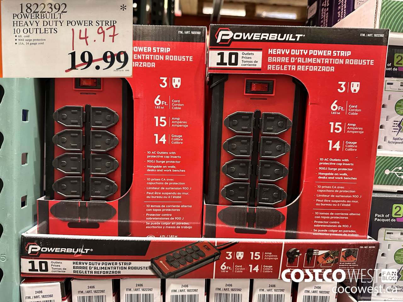 1822392 POWERBUILT HEAVY DUTY POWER STRIP 10 OUTLETS $14.97