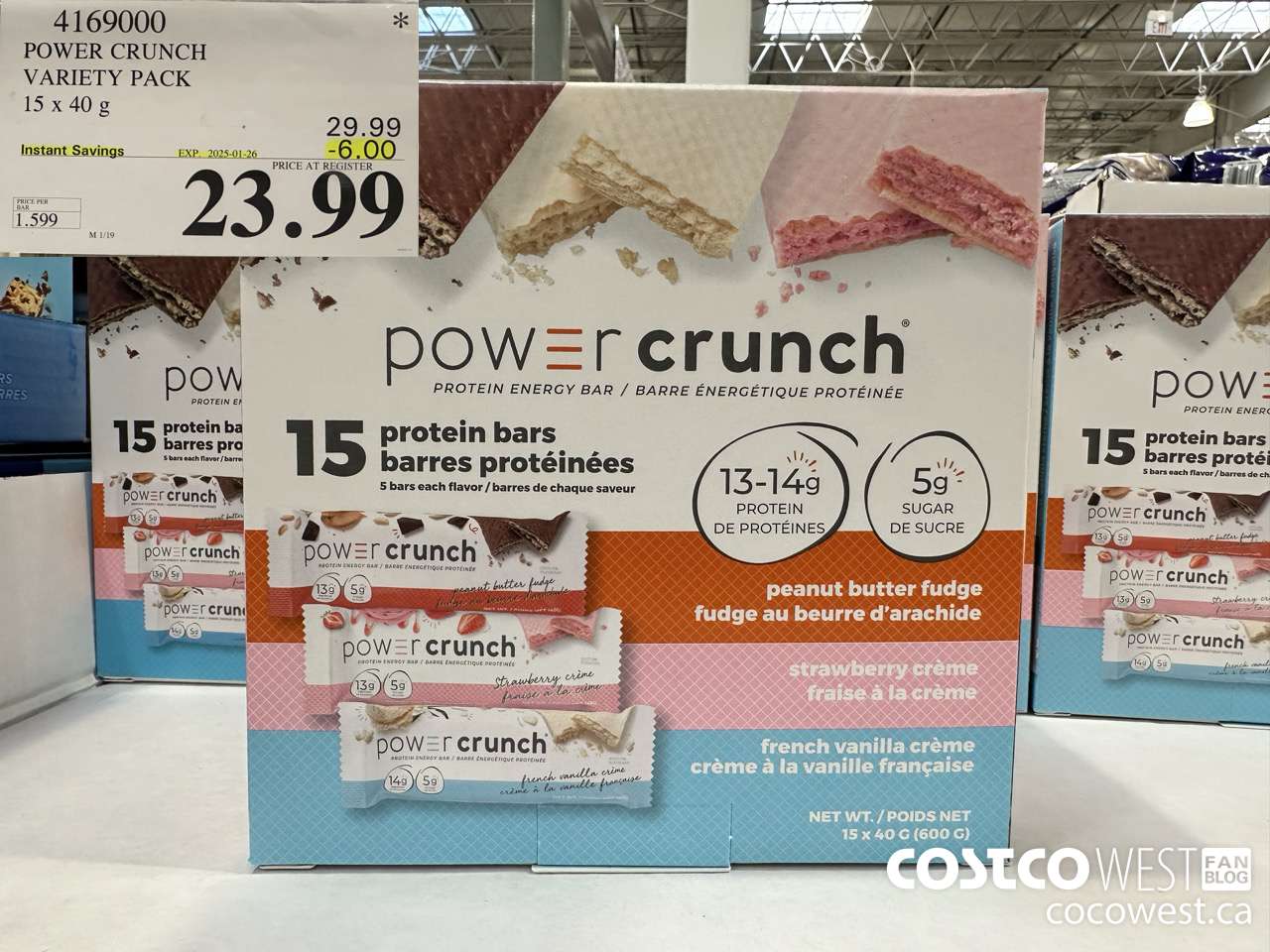 4169000 POWER CRUNCH VARIETY PACK 15 X 40G ($6.00 INSTANT SAVINGS EXPIRES ON 2025-01-26) $23.99