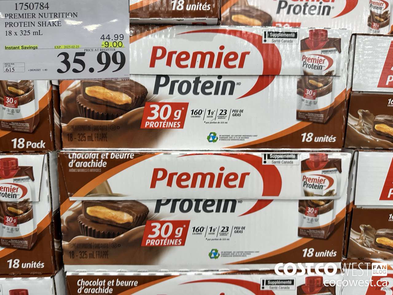 1750784 PREMIER NUTRITION PROTEIN SHAKE 18 X 325 ML ($9.00 INSTANT SAVINGS EXPIRES ON 2025-02-23) $35.99
