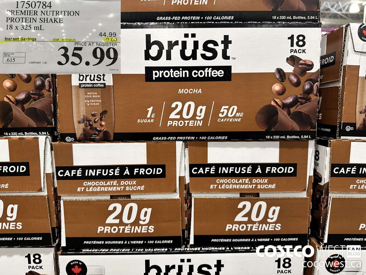 1750784 PREMIER NUTRITION PROTEIN SHAKE 18 X 325 ML ($9.00 INSTANT SAVINGS EXPIRES ON 2025-02-23) $35.99
