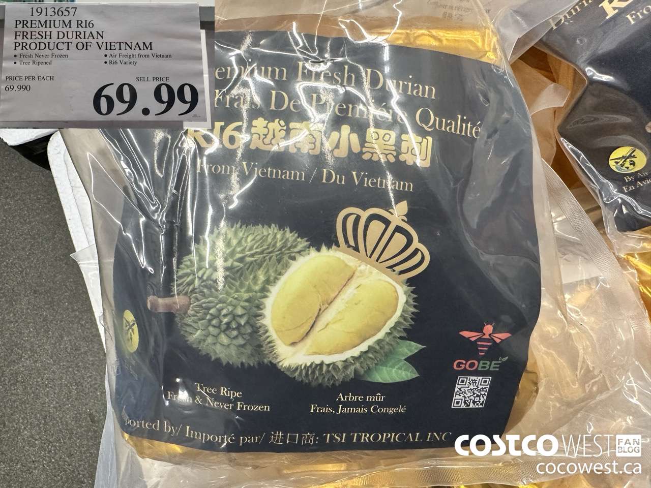1913657 PREMIUM RI6 FRESH DURIAN PRODUCT OF VIETNAM $69.99