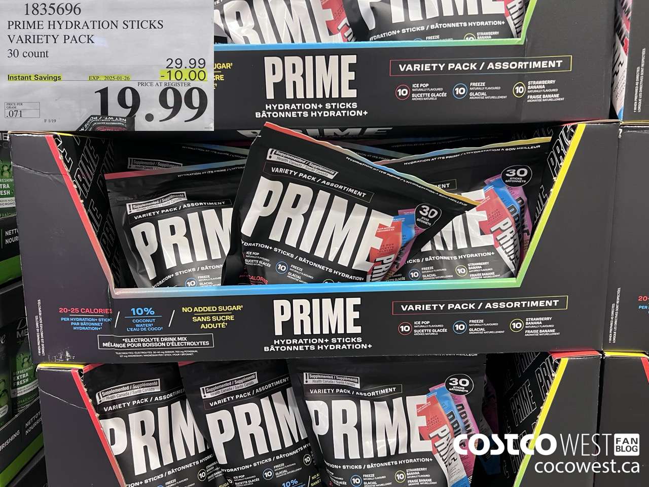 1835696 PRIME HYDRATION STICKS VARIETY PACK 30 COUNT ($10.00 INSTANT SAVINGS EXPIRES ON 2025-01-26) $19.99