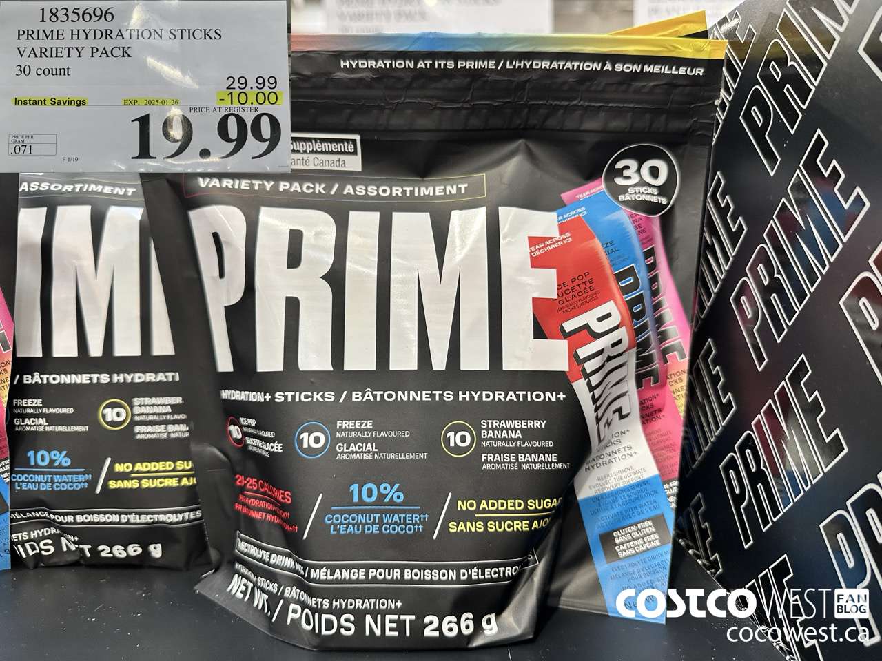 1835696 PRIME HYDRATION STICKS VARIETY PACK 30 COUNT ($10.00 INSTANT SAVINGS EXPIRES ON 2025-01-26) $19.99