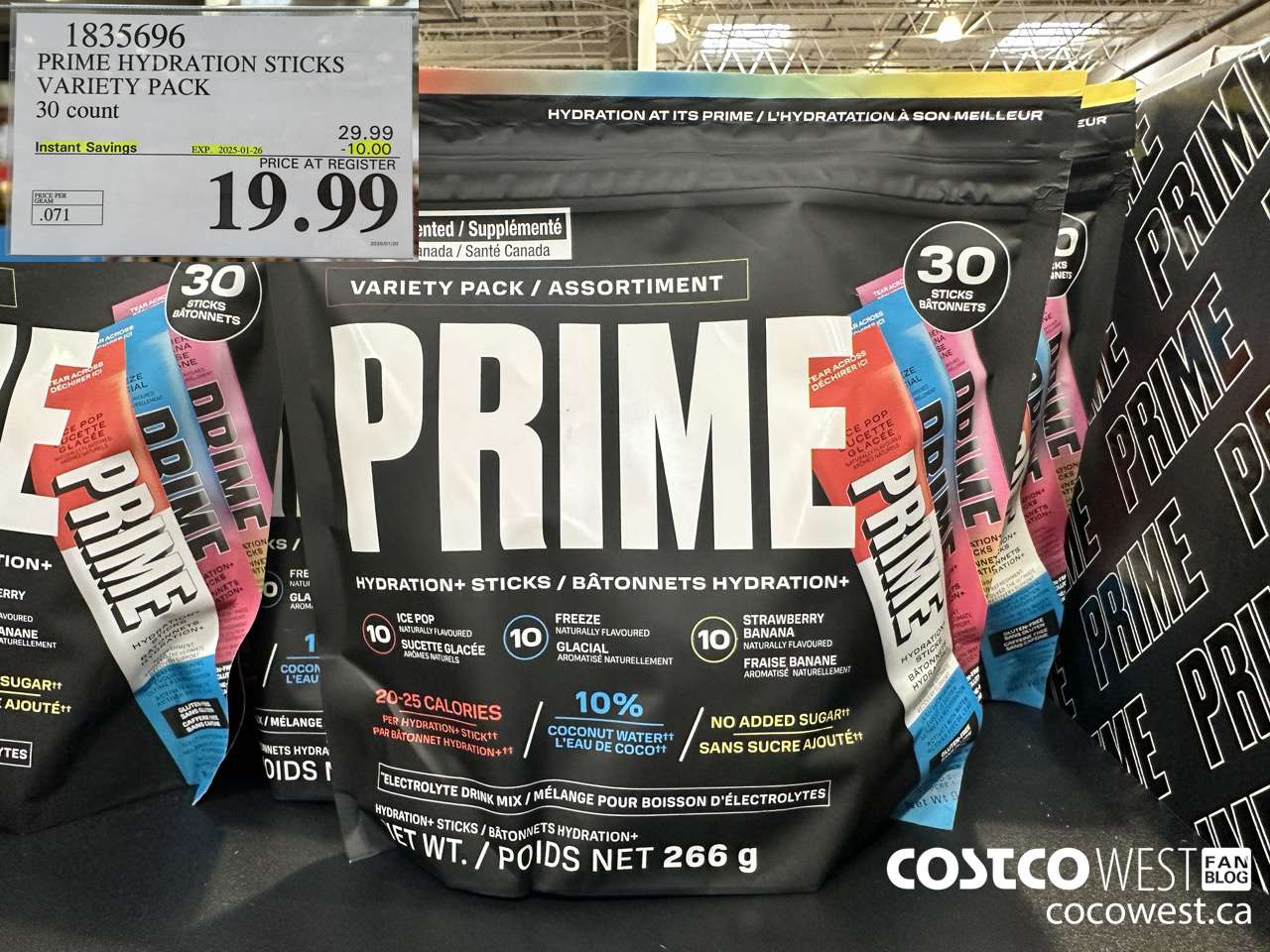 1835696 PRIME HYDRATION STICKS VARIETY PACK 30 COUNT ($10.00 INSTANT SAVINGS EXPIRES ON 2025-01-26) $19.99