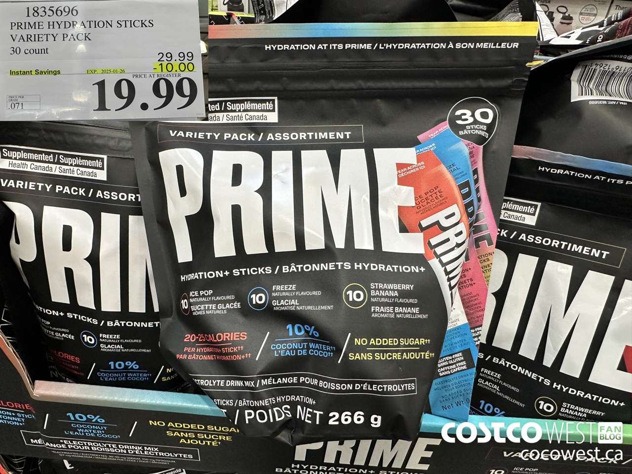 1835696 PRIME HYDRATION STICKS VARIETY PACK 30 COUNT ($10.00 INSTANT SAVINGS EXPIRES ON 2025-01-26) $19.99