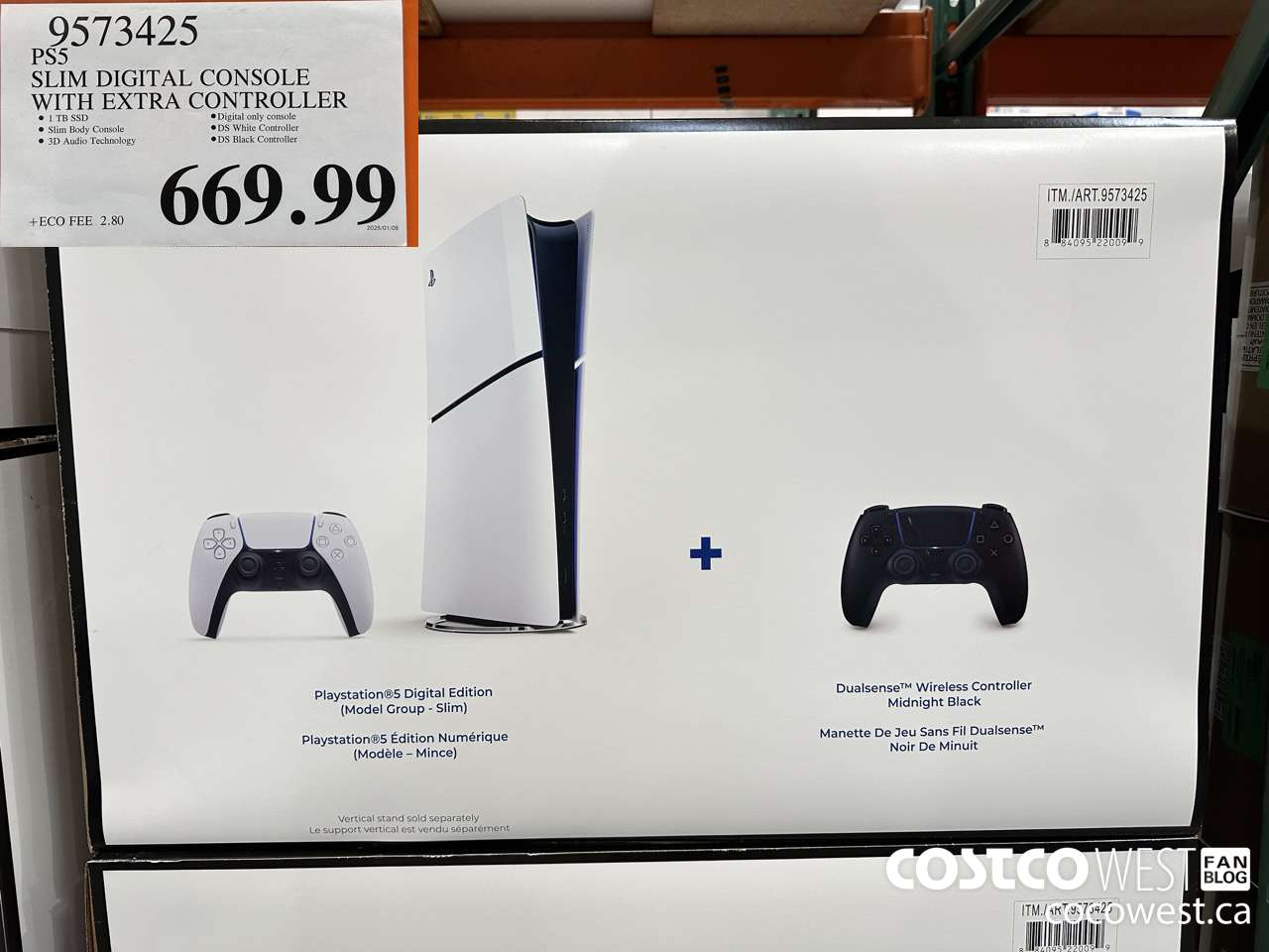 9573425 PS5 SLIM DIGITAL CONSOLE WITH EXTRA CONTROLLER $669.99