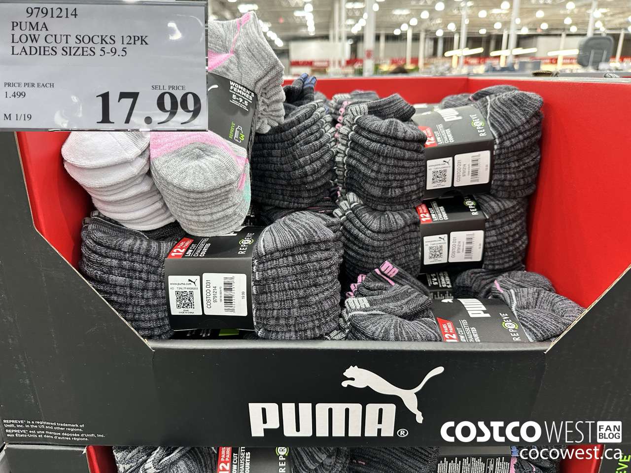 9791214 PUMA LOW CUT SOCKS 12PK LADIES SIZES 5-9.5 $17.99