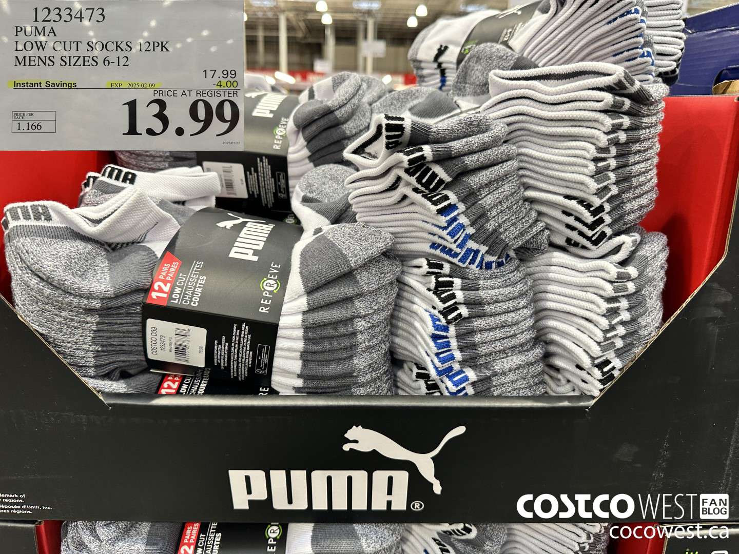 1233473 PUMA LOW CUT SOCK 12PK MENS SIZES 6-12 ($4.00 INSTANT SAVINGS EXPIRES ON 2025-02-09) $13.99