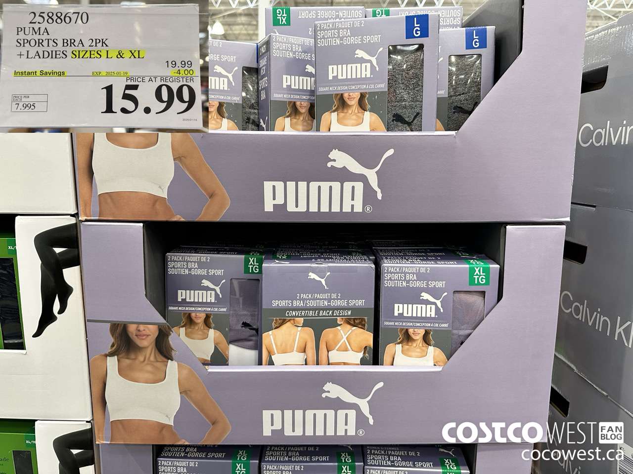 2588670 PUMA SPORTS BRA 2PK LADIES SIZES L-XL ($4.00 INSTANT SAVINGS EXPIRES ON 2025-01-19) $15.99