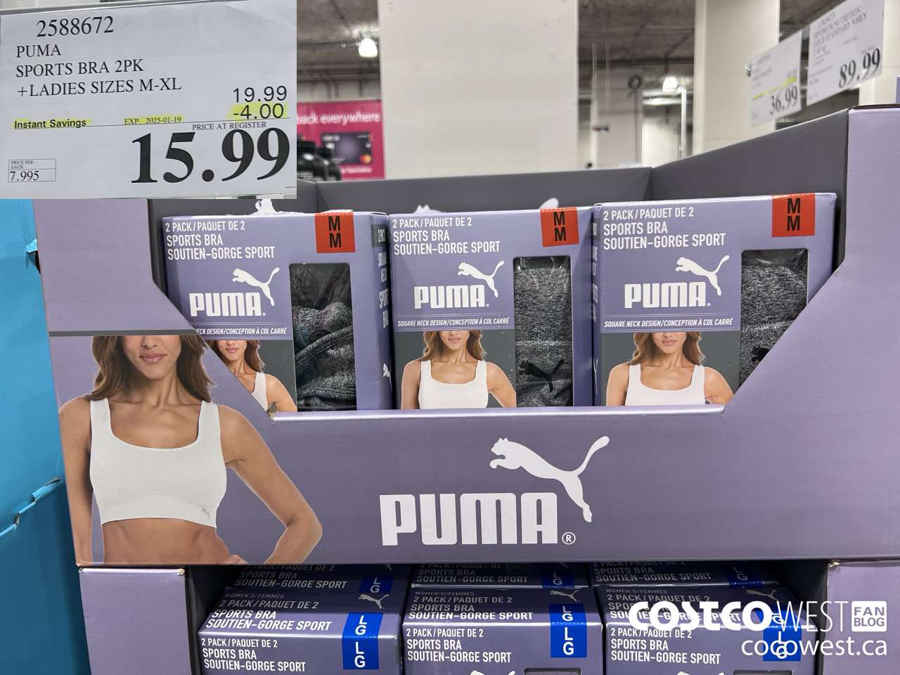 2588672 PUMA SPORTS BRA 2PK LADIES SIZES M-XL ($4.00 INSTANT SAVINGS EXPIRES ON 2025-01-19) $15.99