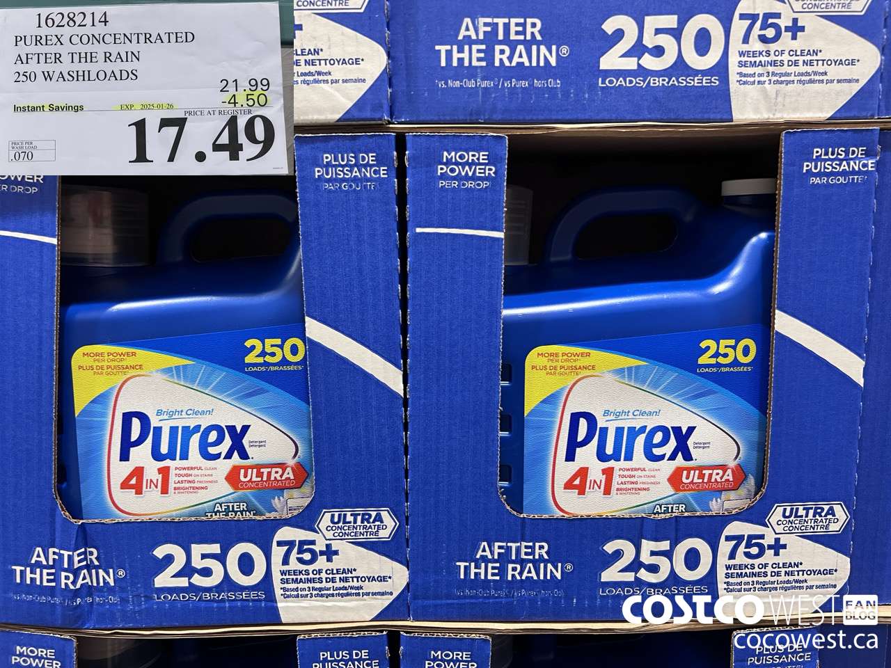 1628214 PUREX CONCENTRATED AFTER THE RAIN 250 WASHLOADS ($4.50 INSTANT SAVINGS EXPIRES ON 2025-01-26) $17.49
