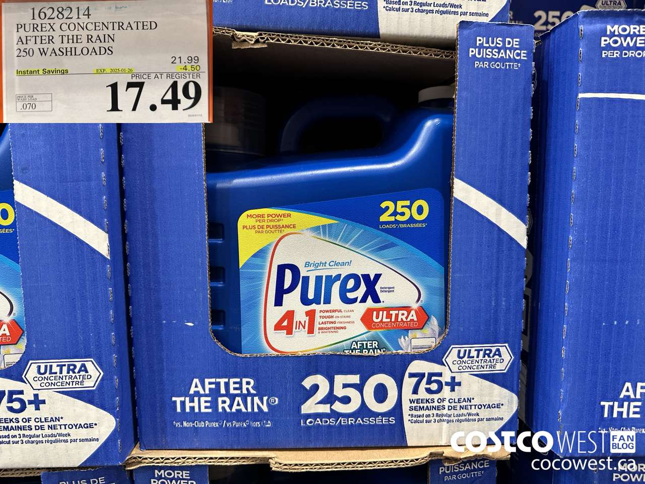 1628214 PUREX CONCENTRATED AFTER THE RAIN 250 WASHLOADS ($4.50 INSTANT SAVINGS EXPIRES ON 2025-01-26) $17.49