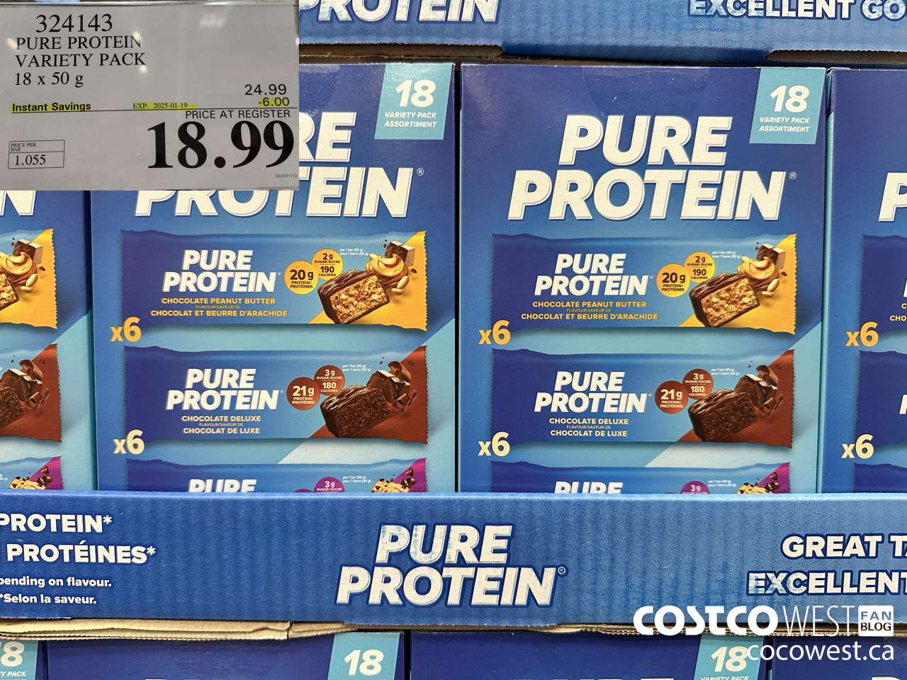 324143 PURE PROTEIN VARIETY PACK 18 X 50G ($6.00 INSTANT SAVINGS EXPIRES ON 2025-01-19) $18.99