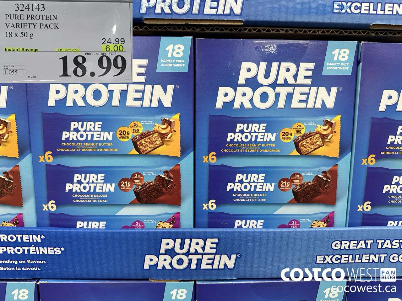324143 PURE PROTEIN VARIETY PACK 18 X 50G ($6.00 INSTANT SAVINGS EXPIRES ON 2025-02-16) $18.99