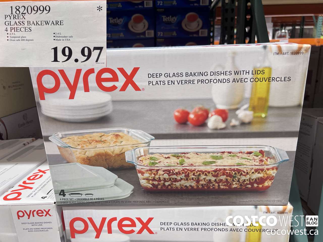 1820999 PYREX GLASS BAKEWARE 4 PIECES $19.97