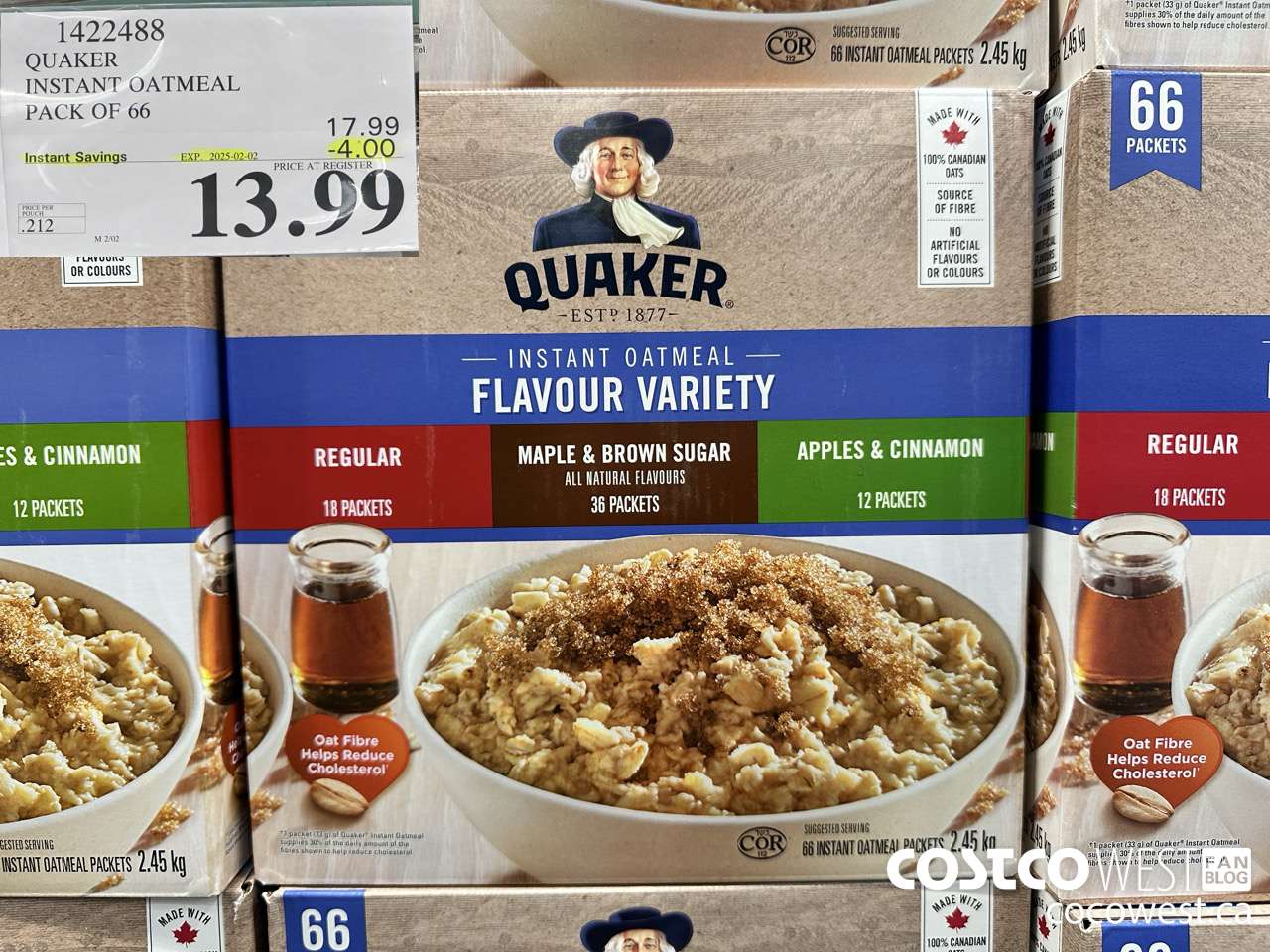 1422488 QUAKER INSTANT OATMEAL 66 COUNT ($4.00 INSTANT SAVINGS EXPIRES ON 2025-02-02) $13.99