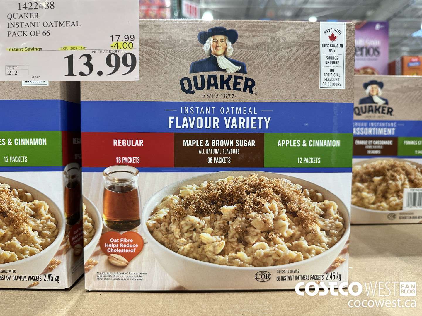 1422488 QUAKER INSTANT OATMEAL 66 COUNT ($4.00 INSTANT SAVINGS EXPIRES ON 2025-02-02) $13.99