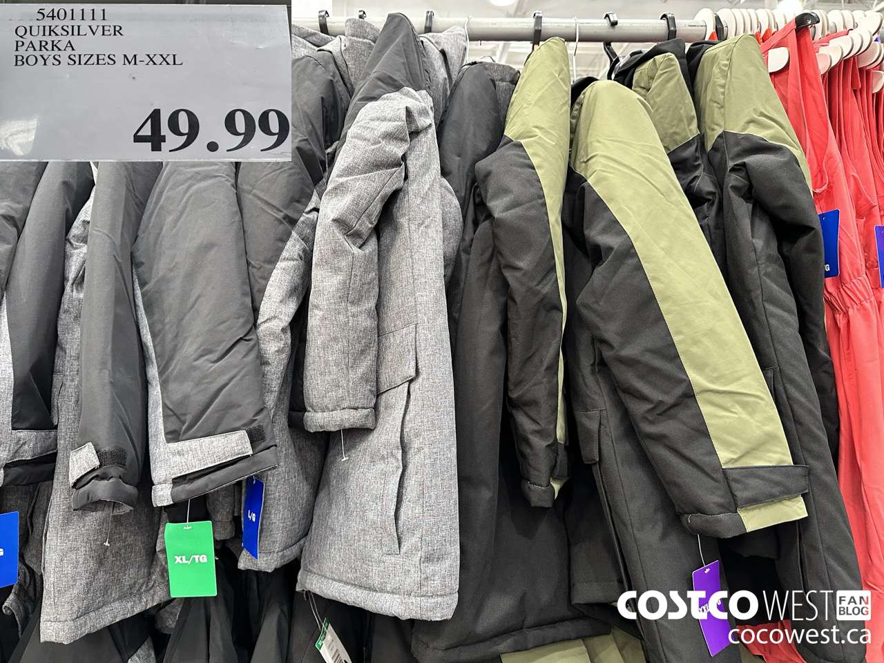 5401111 QUIKSILVER PARKA BOYS SIZES M-XXL $49.99