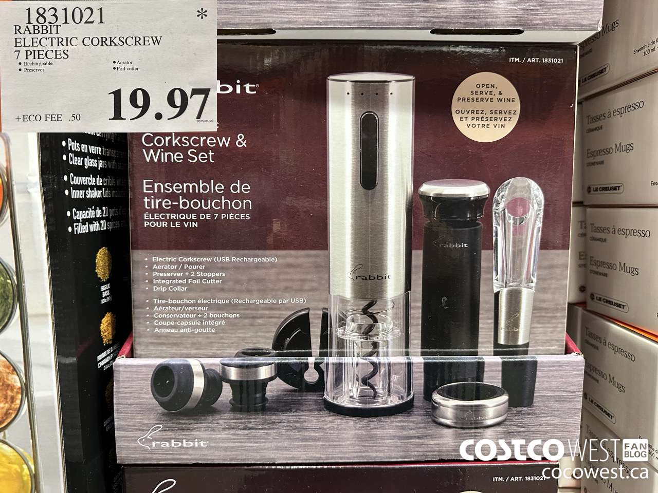 1831021 RABBIT ELECTRIC CORCKSCREW 7 PIECES $19.97