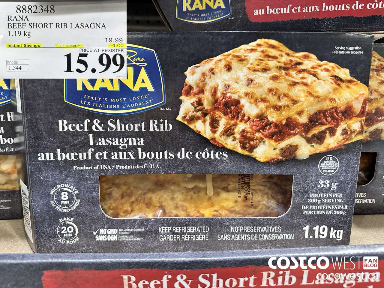 8882348 RANA BEEF SHORT RIB LASAGNA 1.19 KG ($4.00 INSTANT SAVINGS EXPIRES ON 2025-01-26) $15.99