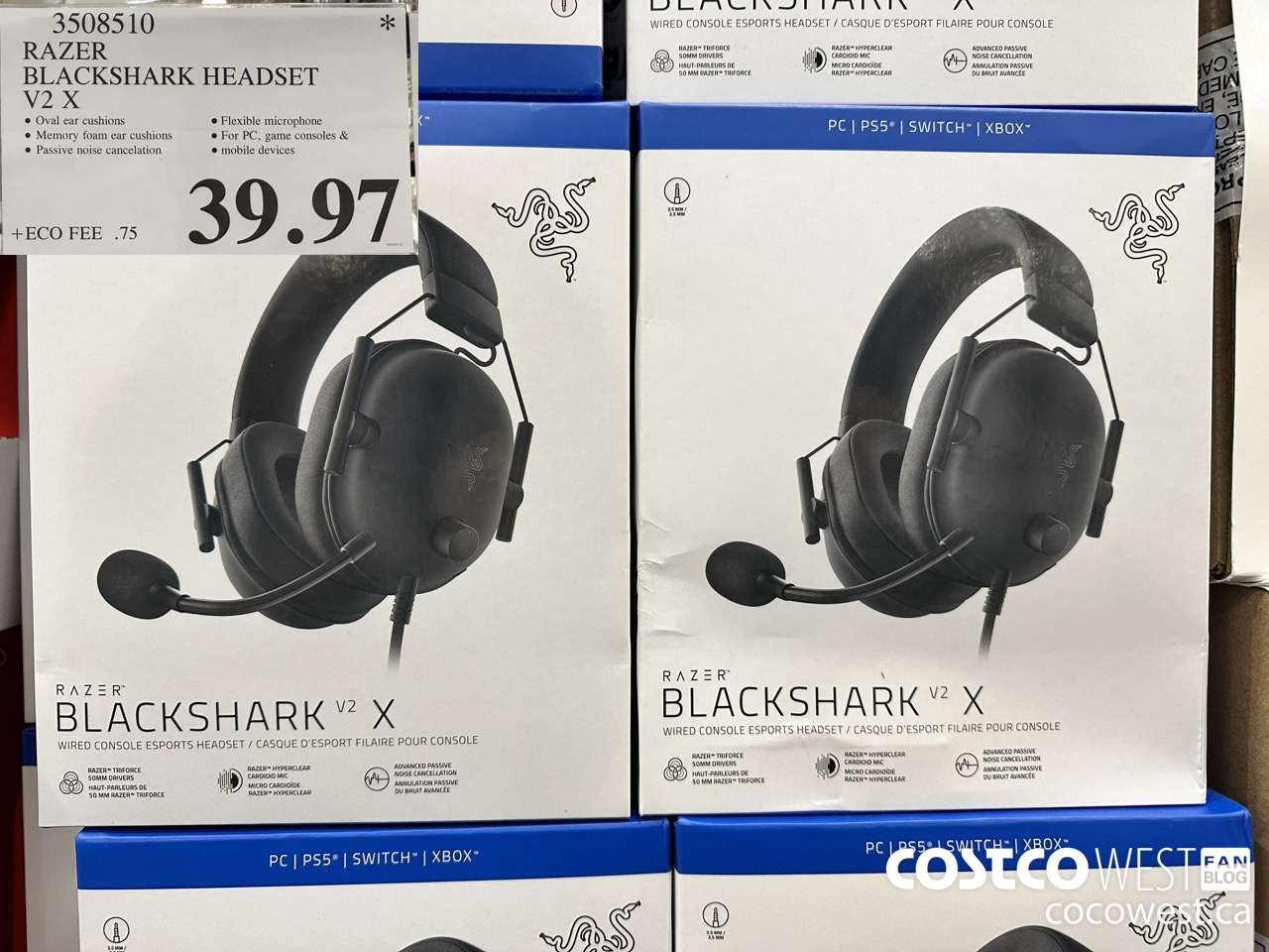 3508510 RAZER BLACKSHARK HEADSET V2 X $39.97