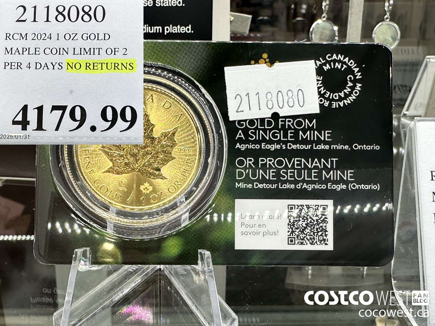 2118080 RCM 2024 1 OZ GOLD. MAPLE COIN LIMIT OF 2 PER 4 DAYS NO RETURNS $4179.99