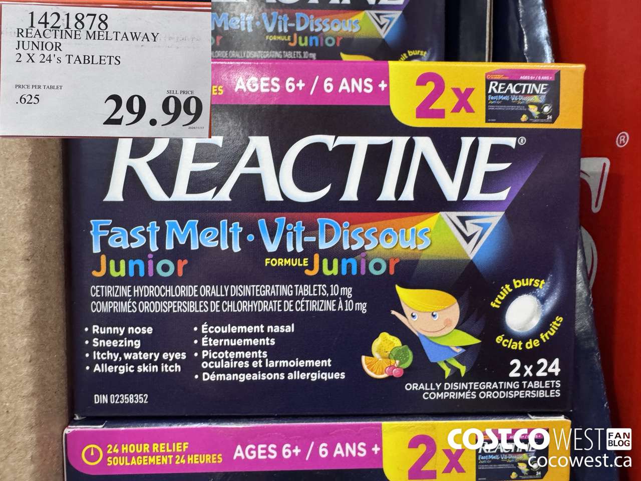 1421878 REACTINE MELTAWAY JUNIOR 2 X 24's $29.99