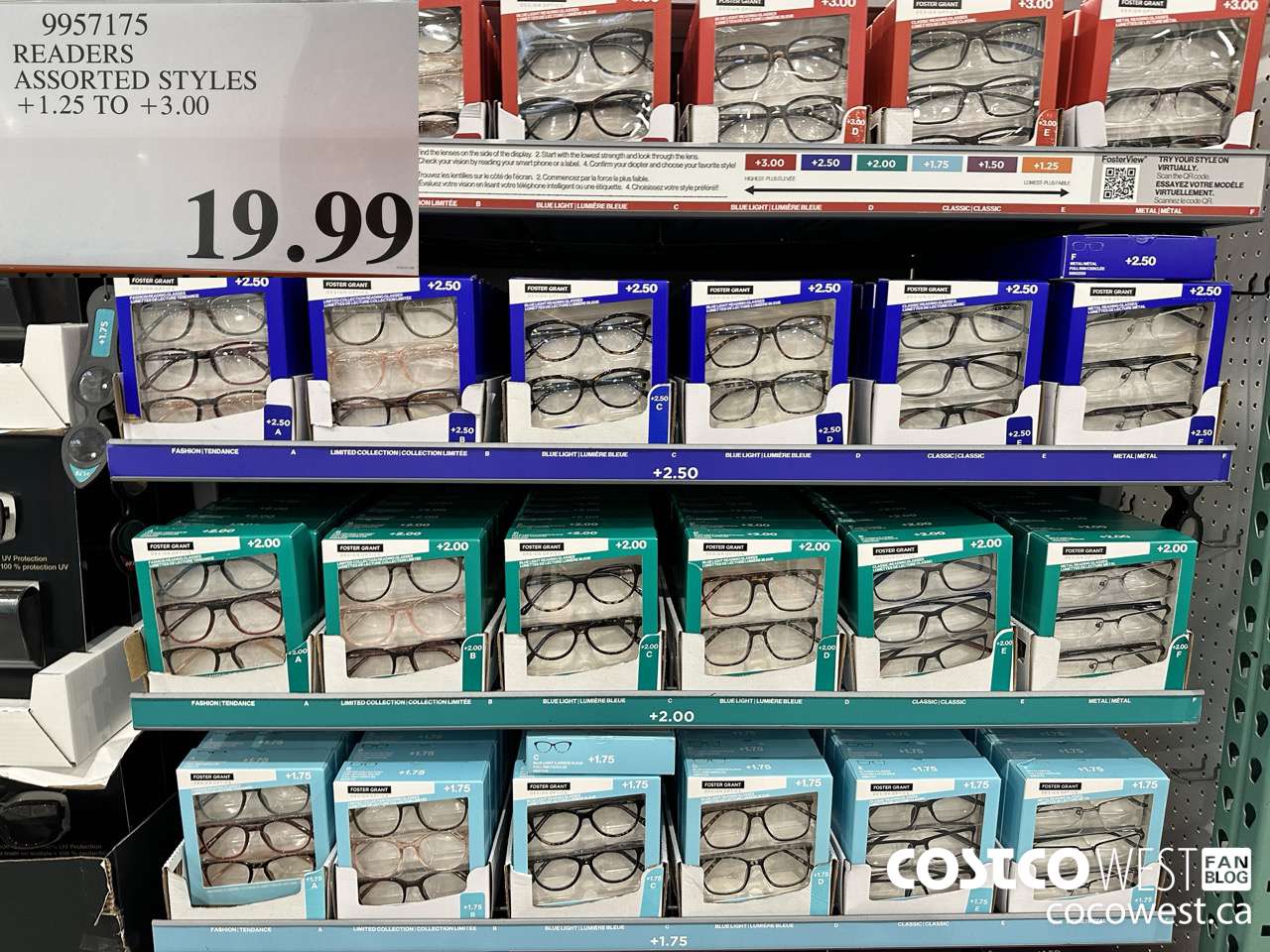 9957175 READERS ASSORTED STYLES +1.25 TO +3.00 $19.99