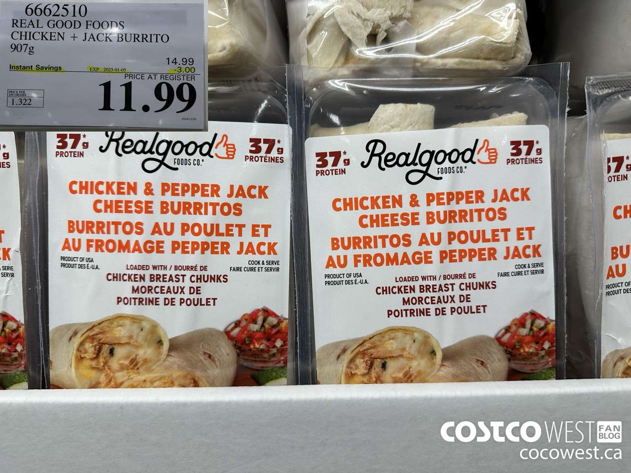 6662510 REAL GOOD FOODS CHICKEN & JACK BURRITO 907G ($3.00 INSTANT SAVINGS EXPIRES ON 2025-01-05) $11.99