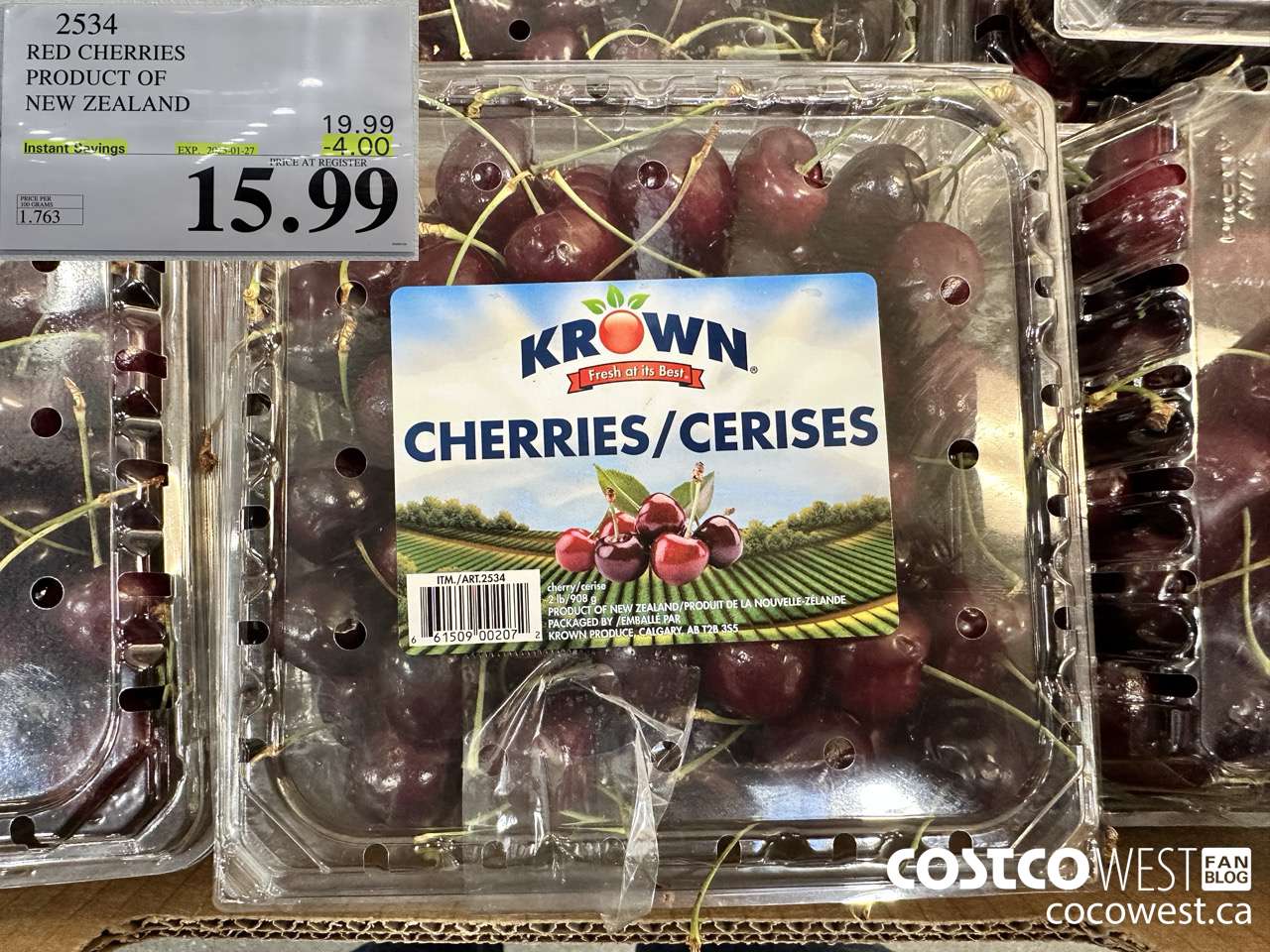 2534 RED CHERRIES PRODUCT OF NEW ZEALAND ($4.00 INSTANT SAVINGS EXPIRES ON 2025-01-27) $15.99